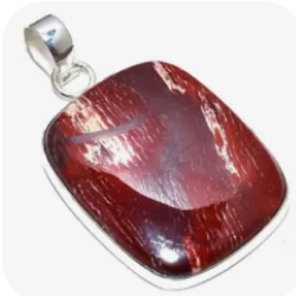 Snake skin jasper sterling silver pendant